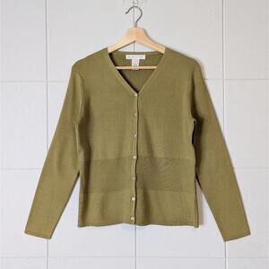 Vintage 90s 00s silk knit minimalist V neck cardigan